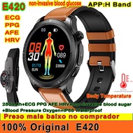 ECG PPG AFE HRV E420 Smartwatch Blood Sugar Pressure Oxygen Body TemperatureIP68 Waterproof Smart Watch