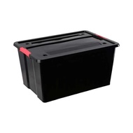 AZKO Maxbuilt 65X46X32 cm Storage Box With Wheels - Black Container Box Multipurpose Box Storage Con