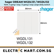 Hager Dream WGDL131 / HG/WGDL132 16AX 3 Gang 1 Way / 2 Way Switch