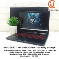 MSI GF63 THIN 10SC-251MY INTEL CORE I5-10500H 16GB RAM 256GB SDD 1TB HDD GTX1650 USED LAPTOP REFURBI