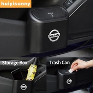 HYS Nissan Car Trash Can Hanging Flip Lid Dustbin Pressing Type Storage Box Organizer Car Accessories For March Juke Skyline Terrano Gtr Livina Serena Xtrail