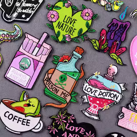 Love Potion Patch Poiso Me Fusible Embroidery Patch Iron On Patches For Clothing Thermoadhesive Sewi