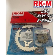 RKM 428 REAR SPROCKET EX5 SPROCKET BELAKANG RKM SPOKET BELAKANG EX5 DREAM 428 SPROCKET SET SPOKET SE