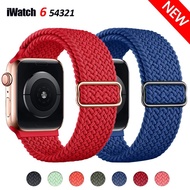 [HOT JUXXKWIHGWH 514] Braided Solo Loop สำหรับ Apple Watch Band 45มม. 44มม. 40มม. 38 42ปรับยืดหยุ่นไนลอนสร้อยข้อมือ IWatch Series 3 4 Se 6 7 41