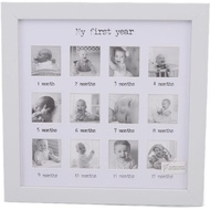 Baby First Year Picture Frame, White, Rectangular, Plastic, Horizontal, Unisex Adult, 25x25x1.8 cm /