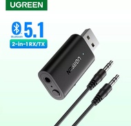 UGREEN รุ่น60300 Bluetooth5.1 แบบ 2in1 เป็นตัวรับ-ส่งสัญญาณ Dongle ไร้สาย CRS Audio Receiver ตัวรับสัญญาณบลูทูธรถยนต์ ทีวี ลำโพง
