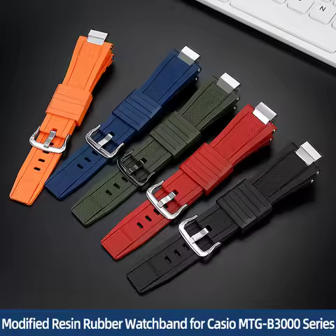 Resin Rubber Watchband + Connector For Casio G-SHOCK MTG-B3000 Series Modified watch Strap Men's wat