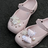 Fabric Bows with Pearls and Floral Beads - Detachable Shoe Buckles for Crocs