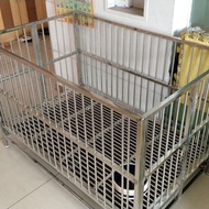 Stainless Steel Foldable Thickened Dog Cage Large Dog Medium-Sized Dog Small Dog Pet Cage Dog Pet Shop Display Cage Maternity Bed