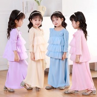 2-12y Baju Kurung Budak Perempuan Lace Raya Baju Raya 2024 Fesyen Peplum Budak Kanak-Kanak Perempuan