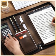 [8C15] Multifunctional A4/A5 PU Leather Portfolio For Document Organizer Zippered Bag With Calculato