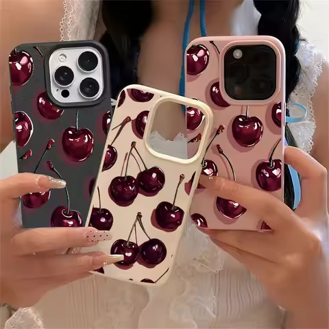 Fashion Wine Red Cherry Lichee Pattern Case For Xiaomi Redmi Note 14 13 12 Pro Plus 5G 4G 10 11 11S 