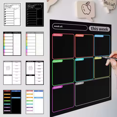 Reusable Magnetic Fridge Weekly Planner 40x30cm Dry Erase White Board Home Task Organizer Chart