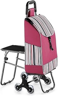 Shopping Cart Shopping Trolley with Seat Trolley Travel Bag Foldable Grocery Shopping Cart Climb Stairs Trolley Case Handdrawn Trolley 34.6 Inches High Grocery Cart (Style 8) vision