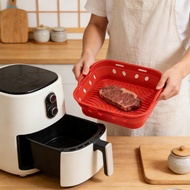 <Jianxin> 3.6qt Air Fryer Liner Reusable Silicone Air Fryer Liner Basket 8.5 Inch Foldable Round Squ