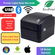 ECOPRINT Thermal Barcode Printer Label XP-420B 110MM - A6 USB/ - Bluetooth USB/ - Wifi Thermal Print