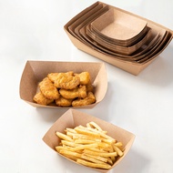 [Ready Stock] Kraft Paper Open Box Boat Box Disposable Chicken Popcorn Box French Fries Box Roasted 