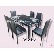 Meja Makan kaca 6kursi 130cm  Dining Set  Meja Restoran  Meja Kaca  Dining Table promo murah