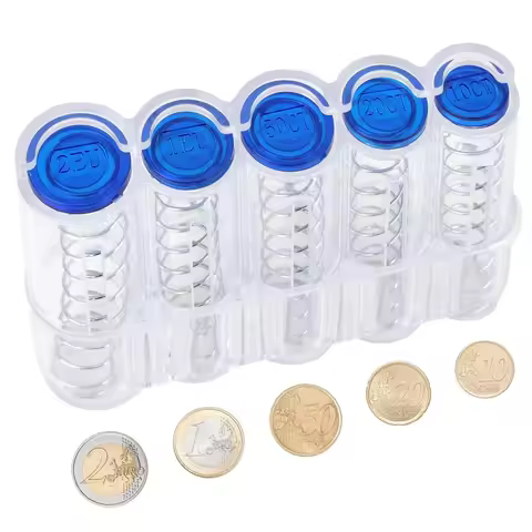 Euro Coins Storage Box Plastic Coin Dispenser Folder Easy Change Purse for Taxi Driver/Bar Restauran