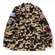 A bathing ape bape camo military shirt 黃迷彩 貼布襯衫 四口袋 軍裝襯衫