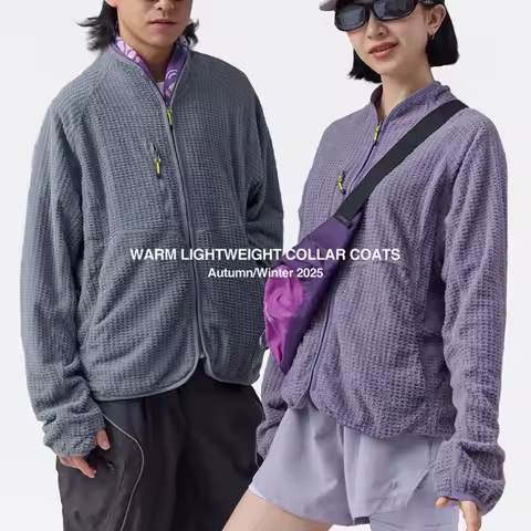 Men's Leica Grid Fleece Jacket - Purple (Black/Gray) S-XXL | Lightweight & Breathable | Stand Collar