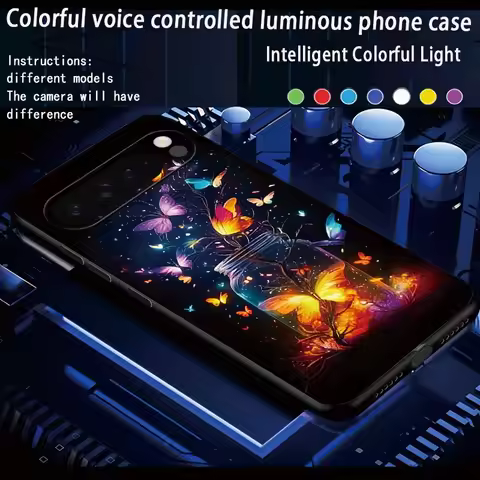 Retro Butterfly Illuminated Phone Case LED For Google Pixel 7 8 9 10 Pro XL 9A 8A 7A Fold Shockproof