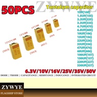 50pcs Patch Tantalum Capacitor 3528 B Type 25V 16V 10V 6.3V 35V 50V 1UF 10uF 2.2UF 22UF 3.3UF 33UF 4