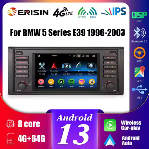 Erisin ES5739B Android 13 Car Stereo For BMW 5 Series E39 M5 CarPlay Auto Radio GPS Navi DSP 4G LTE 