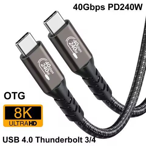 1.5M 1M USB4 USB 4.0 Cable 40Gbps 48V 5A PD 240W Thunderbolt 4 3 Type C Fast Charger Charging Video