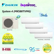 (R410A) Daikin System 4 Aircon - MKS80TVMG, iSmile Wifi, 5 Ticks, Free Installation for 25 Feet/Fan-coil