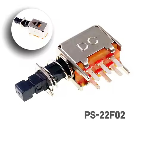 2 Pcs Power Switch Push button 2P2T DPDT Through Holes PCB Right Angle PS-22F02 PushButton Switch 3A