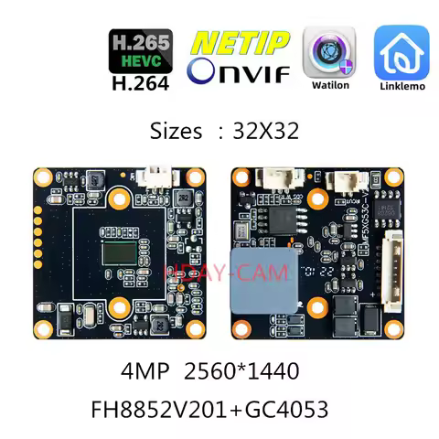 H4C 4MP IP Camera 32X32 Module Board 2560*1440 25FPS H.265 ONVIF NETIP Motion Detection P2P Mobile L