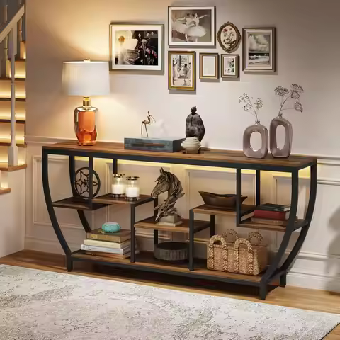 Sofa Table with Shelves,Console Table with Storage,Entryway Table TV Stand, Behind Couch Table Accen