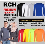 Unisex Quick Dry Microfiber Round Neck Plain Long Sleeve T-Shirt Jersey Tee Baju Sukan Muslimah