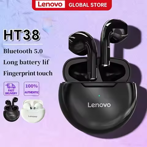 Lenovo HT38 TWS Sport Earphones, Mini Wireless Bluetooth Headset, HiFi Stereo Bass Fast Charging Cas