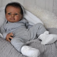 19inch Dark Skin Lanny Bebé Reborn Dolls Handmade Painted African Reborn Baby With Rooted Hair Doll 