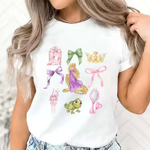 2026 Aesthetic Tangled T-shirt Rapunzel Shirt Chasing Dreams Shirts Pascal Tee Harajuku Short Sleeve