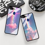 QQ49 SoftGlass Rainbow HardCase 2D Premium Glossy Glass for Oppo A5s/A12/A11K/A7/F9 - Cute Case - Ke