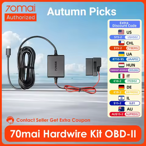 70mai Hardwire Kit OBD II Type-C USB-C Interface for 70mai 4K Dash Cam A810 / Omni X800 / X200 / Das