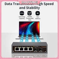 JIAUTING 2.5Gbps Ethernet 4 Port 2500Mbps Network Switcher 2 Port 10G + Slot Home Lab Hub Internet S
