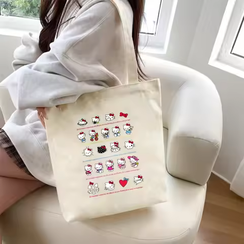 Cute Hello Kitty McDonald’s canvas tote bag cartoon-themed reusable shoulder bag perfect for school 