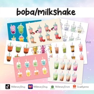 Boba Milkshake Drinks Planner Sticker Sheet
