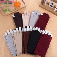 BACK2LIFE 1 Pair Women Sun Protection Gloves, Ice Silk Spandex Thin Ice Silk Gloves, Touch Screen An