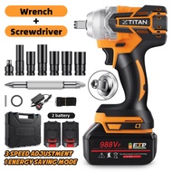 988VF Brushless cordless Impact Wrench Torque Drill Power Tools For Car Tyre Nut With LED Light and 