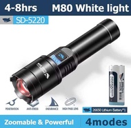 Original Smiling Shark Super Bright Torch Light Led M80 5000lm High Power Flashlight USD Rechargeabl
