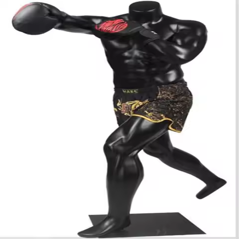 Plastic Full Male Sports Boxing Muscles Mannequin, Combat Body Dummy Model, Iron Base Props Display,