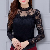Vesrou Blouses for Women Fashion Casual Tops Flowers Lace Tops Summer Autumn Blouse Shirt Korean Sty