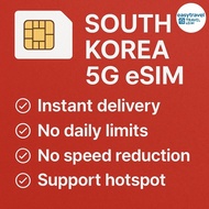 South Korea eSIM 5G High Speed Data No Speed Reduction Supports Hotspot 5GB 10GB 20GB 15-30Days