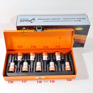 ชุด บล็อกเดือยโผล่ KOCHE [ โคเช่ ] TORX . ยาว -  80 mm สั้น 60 mm 9 Pcs. / Set. [ T15 - T55 ] หัวจีบ