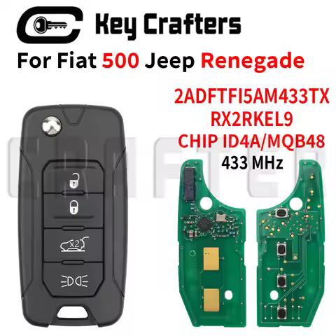 Crafters RX2RKEL9 2ADFTFI5AM433TX Flip Remote Car Key Fob 4A/MQB48 Chip 433MHz For Jeep Renegade Fia